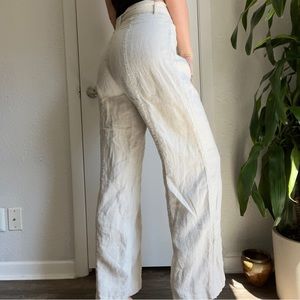 & Other Stories beige flared linen trousers w/ matching belt